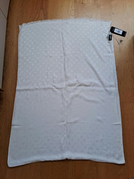 Damski szal szalik apaszka Karl Lagerfeld w monogram biały duży