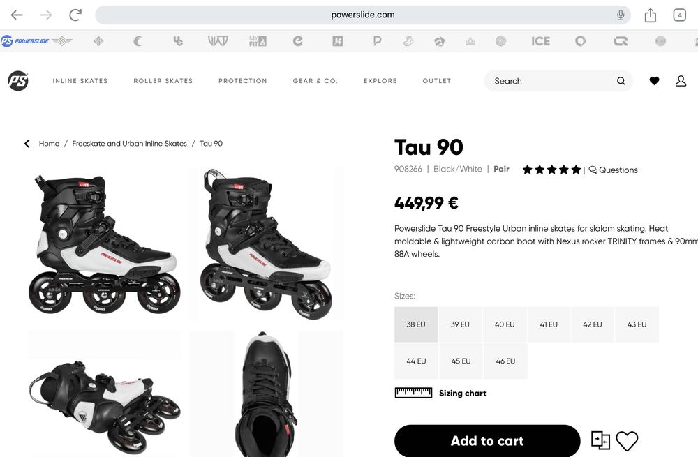 Never Used Powerslide Tau 90 size 44 cost 450 Euros new