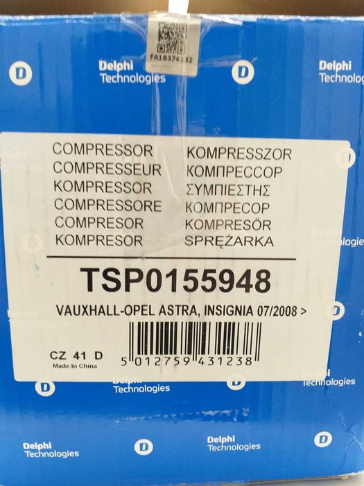 Компресор Opel:  Astra,  Insignia DELPHI TSP0155948 (OPEL 13250609)