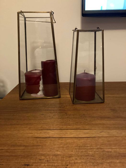 Jarra em Cristal e Castiçais e lanternas para velas