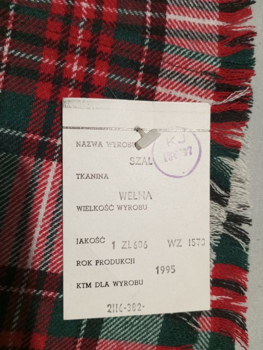 Szal wełniany z 1995 r. NOWY