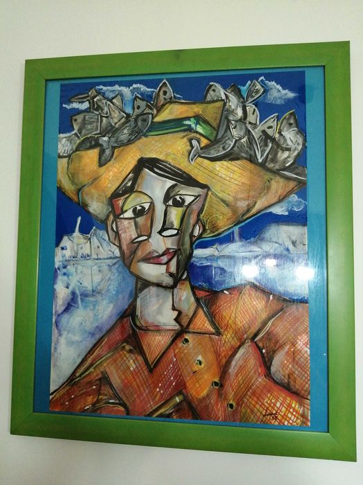 Quadro original O Pescador - Técnica Mista. De Wagner Borges