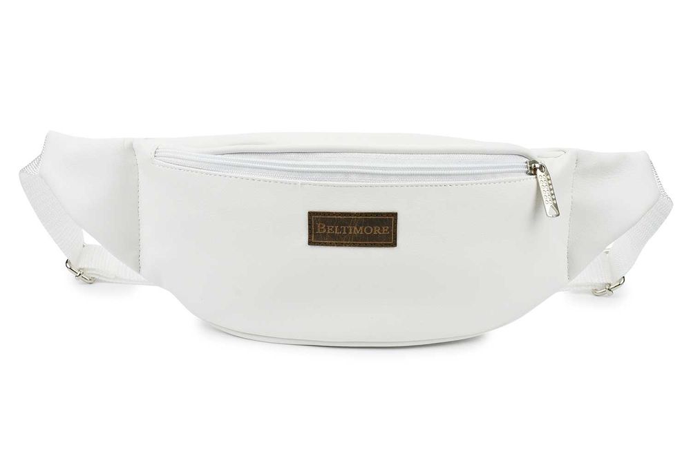 NERKA saszetka biodrówka eko skórzana gładka N149 biała