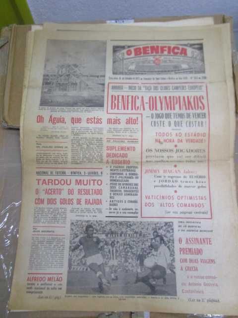 Jornais antigos Benfica SLB competições europeias