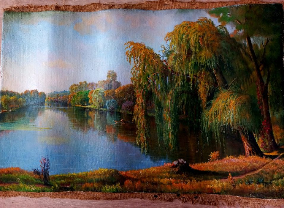 Картина пейзаж,масло. 86×55.