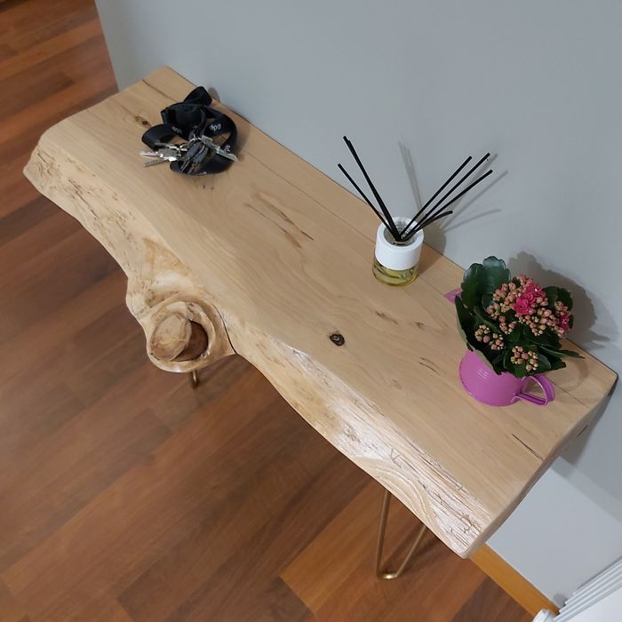 Consola de hall madeira natural 80 x 30 x 70 cm