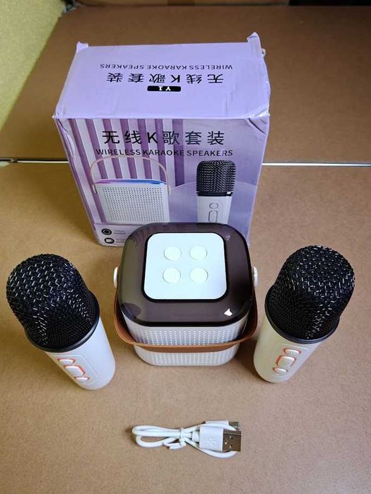 Altifalante com 2 Microfones Sem Fios / Karaoke Y1 NOVO