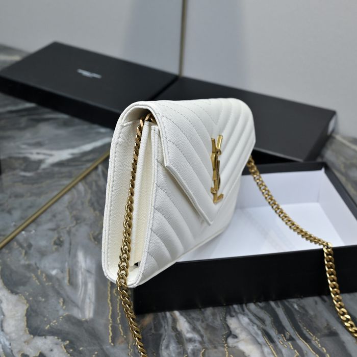 Клатч сумка YSL Saint Laurent WOC | біла золото