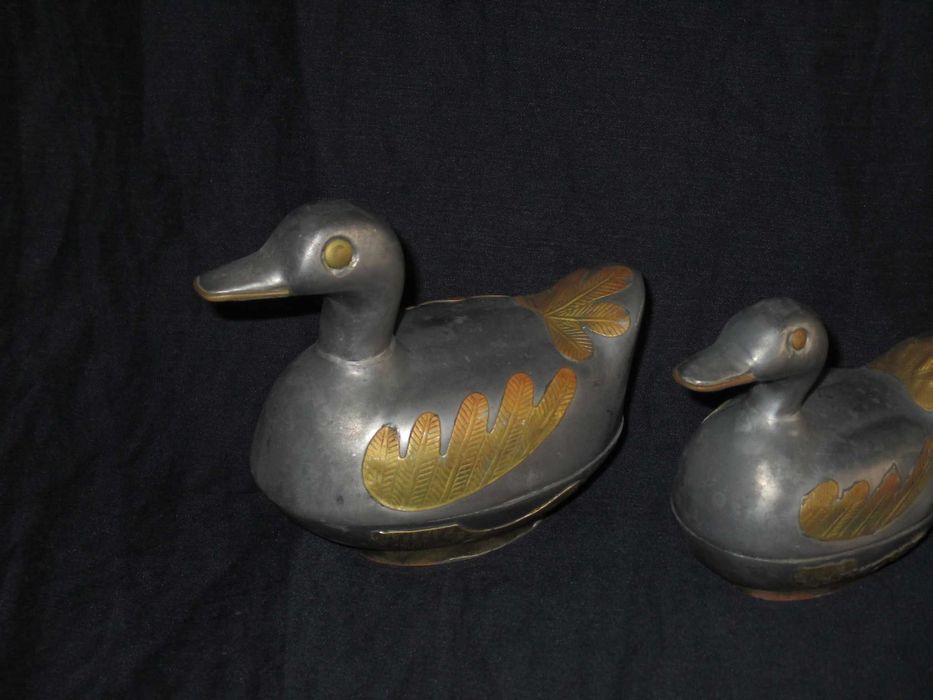 5 Caixas em forma de Pato Estanho e Latão