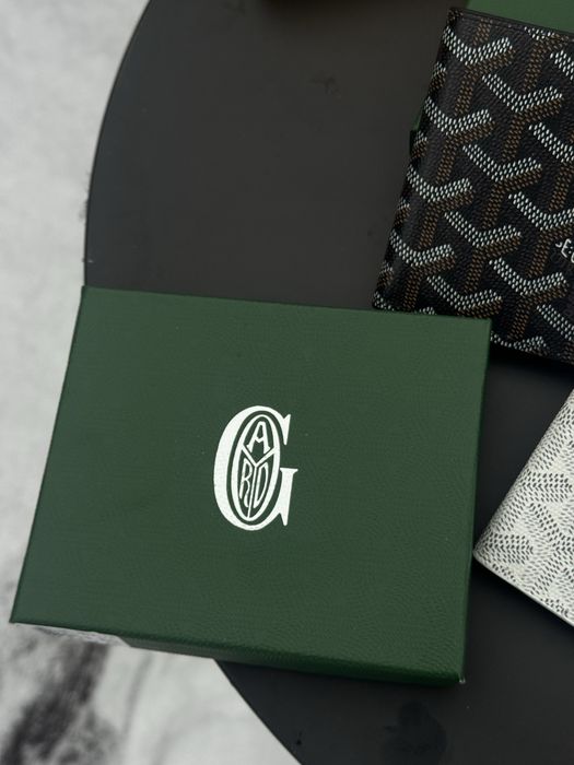 Кошелек Goyard мужской кожаный черный Гоярд гаманець чоловічий білий