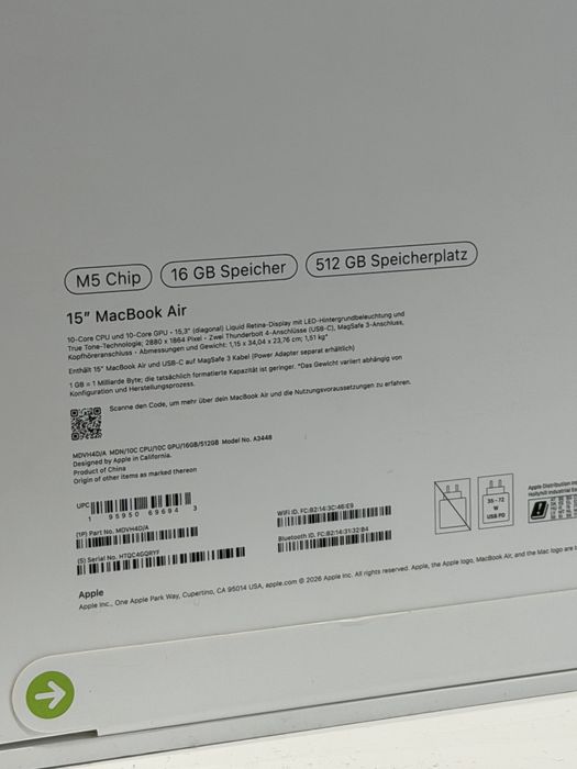 Apple MacBook Air 15" 2026 Apple M5