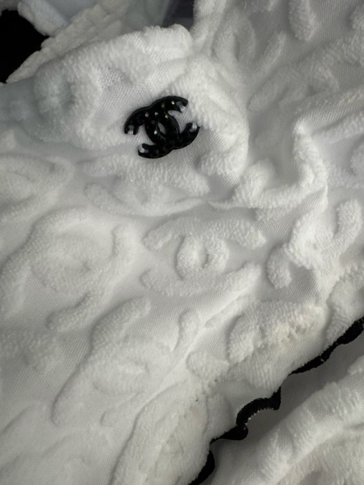 Купальник Суцільний Chanel White Textured  Premium Quality