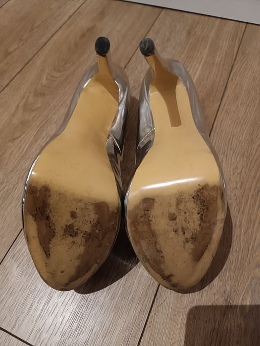 Srebrne szpilki open toe