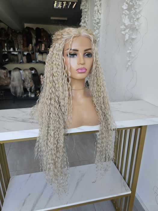 Peruka Marietta afroloki premium lace front jasny blond