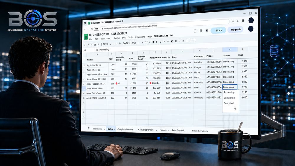 BOS — CRM, облік товарів і продажів у Google Таблицях