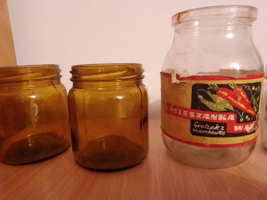 8 słoików Społem Kielce Musztarda przyprawy  PRL Vintage