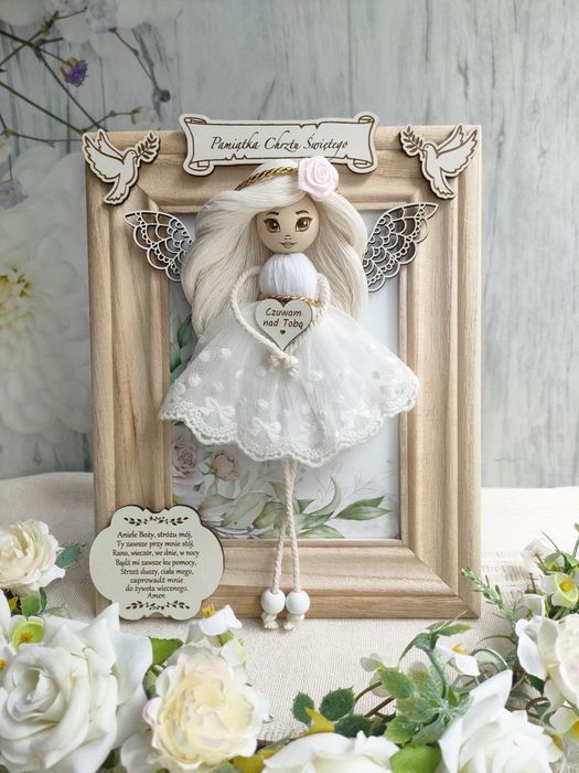 Pamiątka Chrztu Świętego Anioł Stróż w ramce