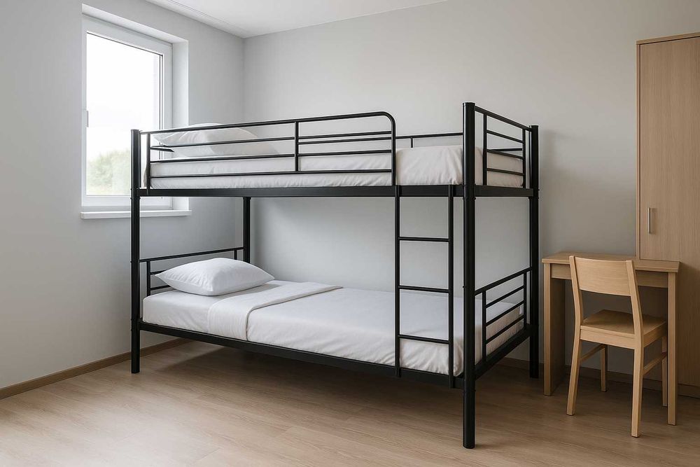 Łóżko piętrowe metalowe 90x200 solidne hostelowe pracownicze do domu