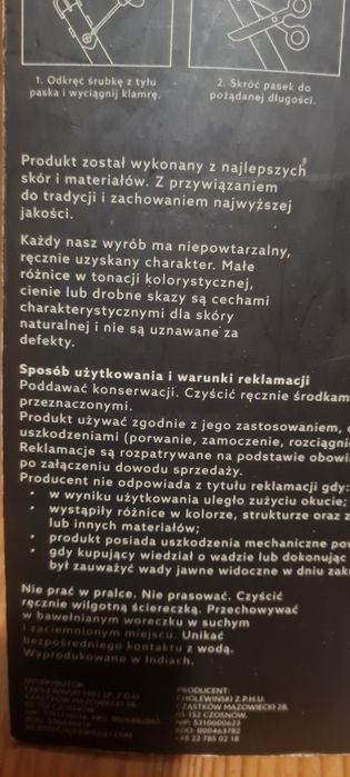 pasek ze skóry naturalnej firmy Cholewiński.  Nowy i do spodni