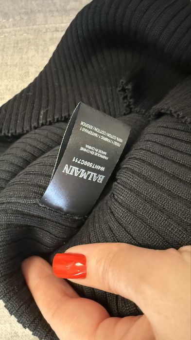 Трикотажное платье миди с длинным рукавом balmain