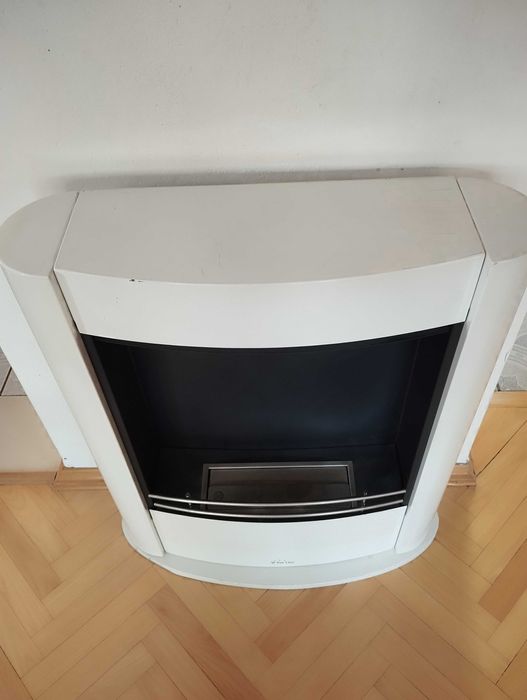 Biokominek na biopaliwo wolnostojący, metalowy, biały