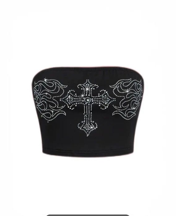 Готичний топ зі стразами розмір S