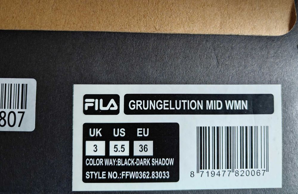 Buty damskie FILA Grungelution Mid trapery czarne r. 36