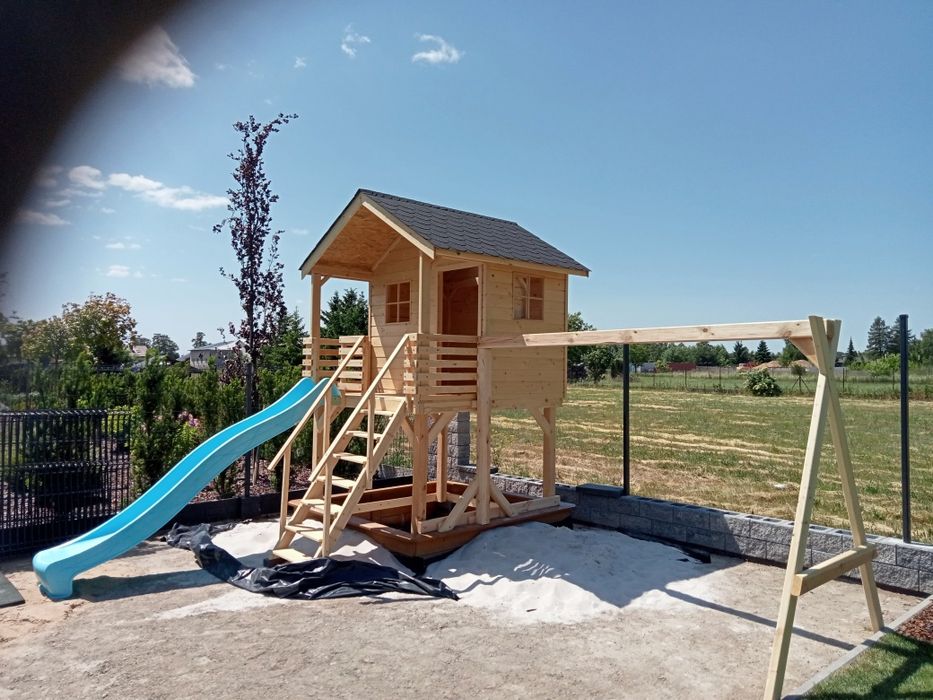 Plac zabaw drewniany domek dla dzieci „przygotowany do pomalowania”