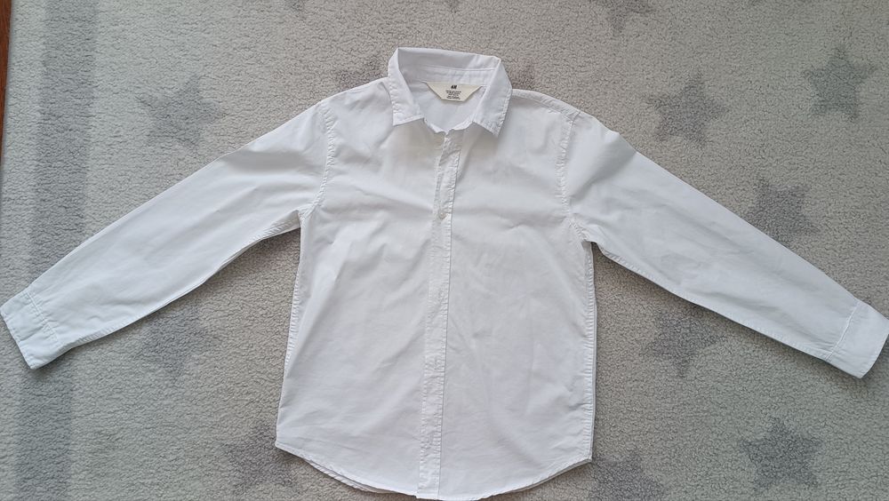Koszula biała długi rękaw h&M 134