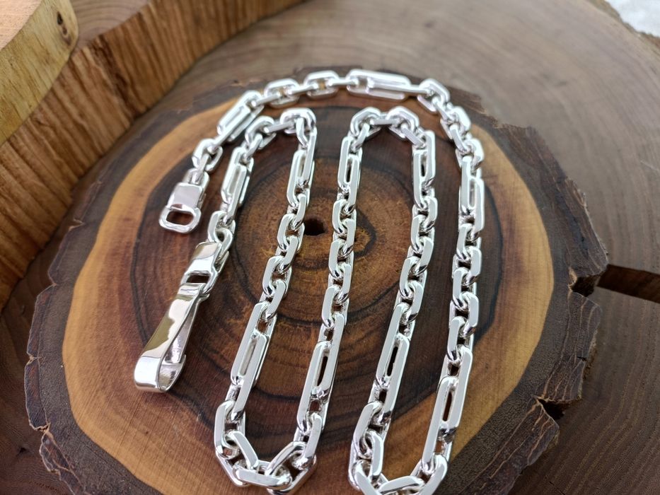 Серебряная цепочка Комби Якорь со вставками. Срібний ланцюг Якір
