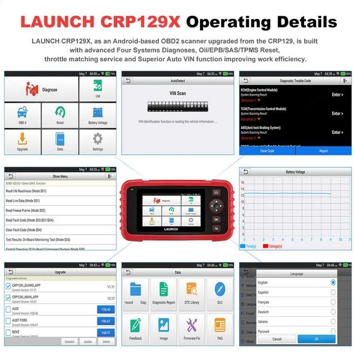 Launch CRP 129X V2 Máquina Diagnóstico Automóveis
