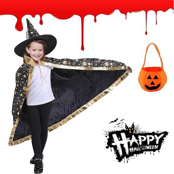 Przebranie Kostium HALLOWEEN Czarownica w Gwiazdki dla dzieci Q103