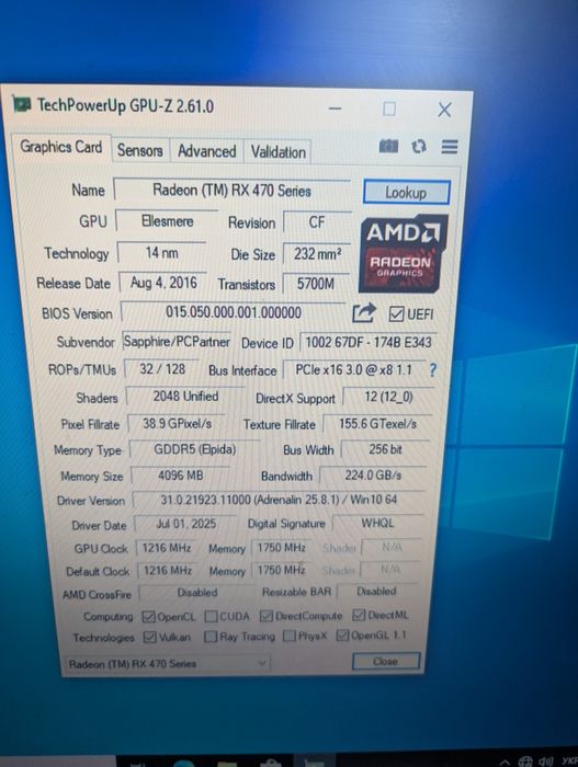 Відеокарти Sapphire Radeon RX 470 4GB GDDR5 Nitro (Mining Quad Edition)
