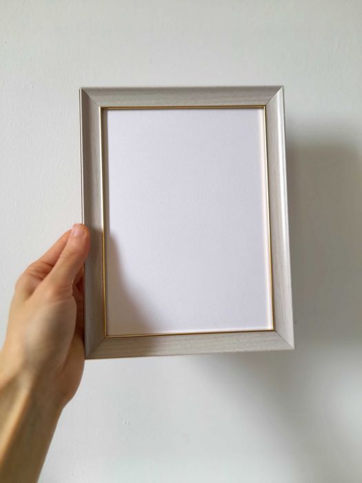 Moldura para fotografias elegante extra leve ouro cinza claro