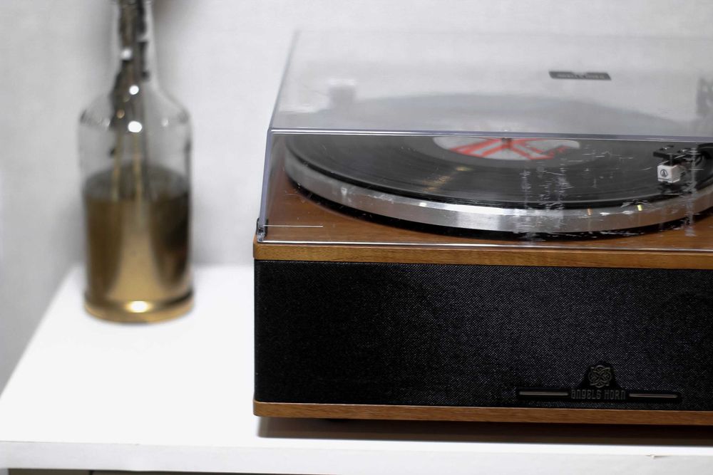 Вініловий програвач Angel Horn Wood з Bluetooth, голка Audio-Technica