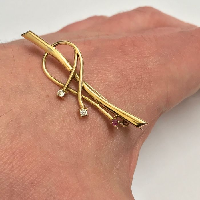 Złota BROSZKA 14K 585 piękny AMETYST cudowna ART DECO