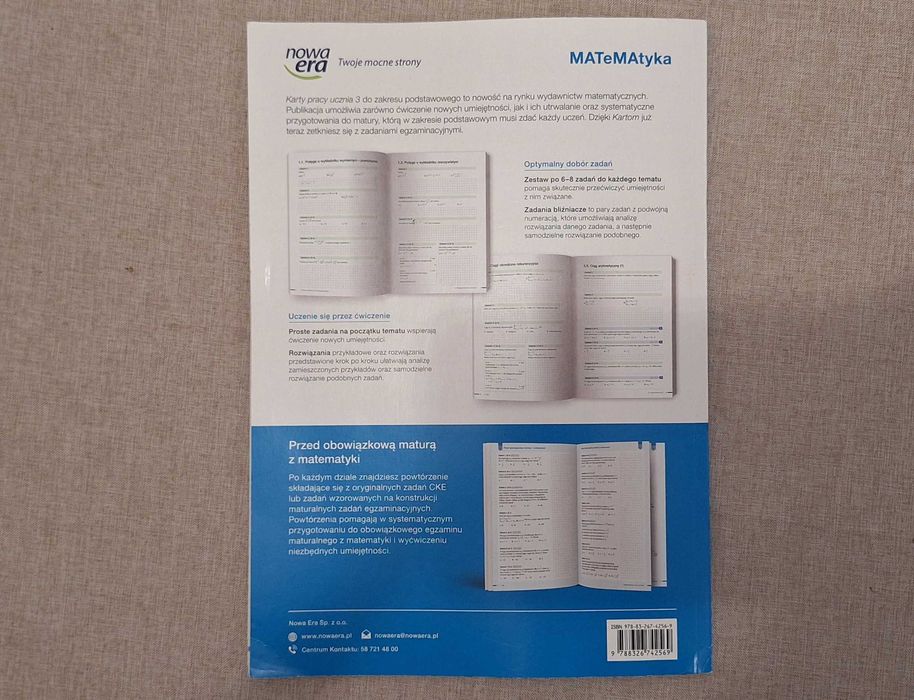 Matematyka 3, Nowa era, karty pracy poziom podstawowy, stan jak nowe