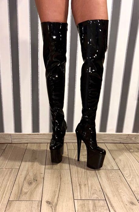 76/ ODRĘKI 37 Kozaki kozaczki lakier pole dance gogo Trans Cross 36-46