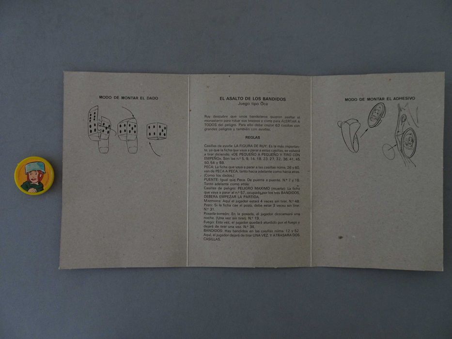 Antigo tabuleiro de jogo Danone Assalto dos Bandidos Ruy Cid + Chapa