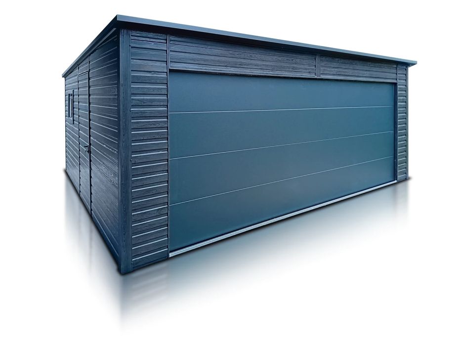 Garaż jednostanowiskowy 6x5 m - Dach jednospadowy, Brama segmentowa, G