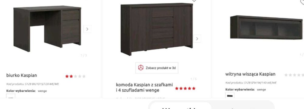 Biurko + komoda + witryna