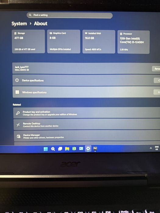 Acer Nitro 5 515-58 / RTX4060