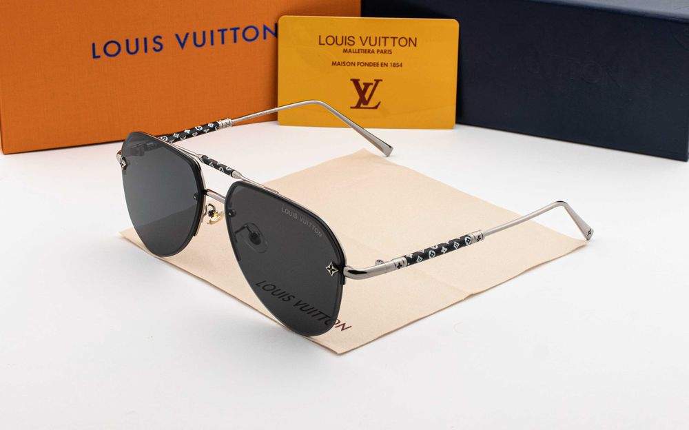 Чоловічі сонцезахисні окуляри Louis Vuitton NEW 2026 | UV400 | авіатор краплі | футляр в комплекті  | металева оправа