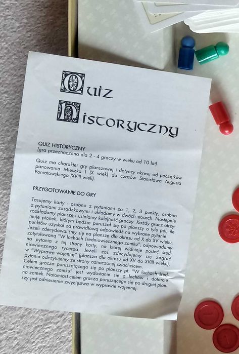 Quiz historyczny gra planszowa