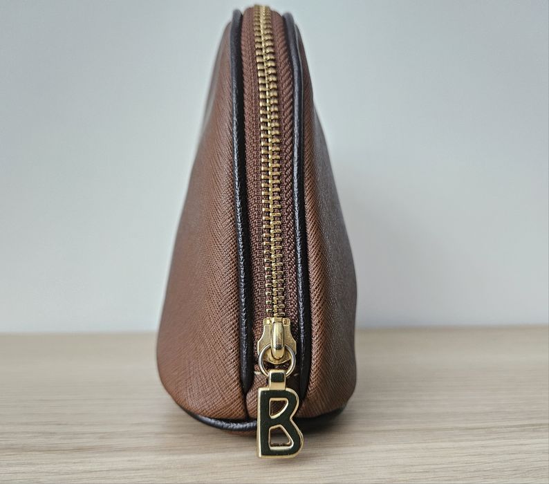Bogner Oryginalna Brązowa Kosmetyczka, Elegancka, Brąz, Złoto, Skórar