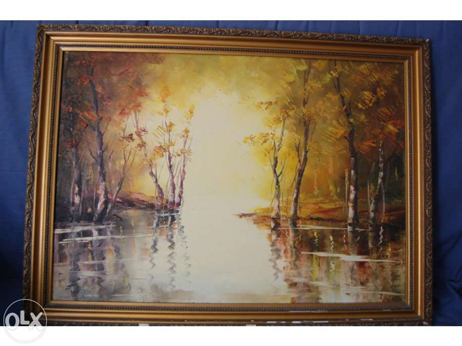 quadro Pintura original do choupal de Coimbra 1967 Fernando Viana