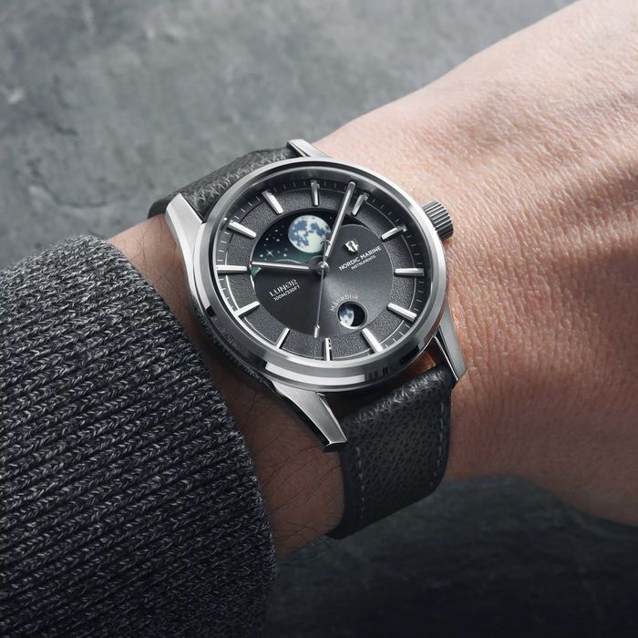 NMI LUNØR Shore Grey – automat, moonphase, pasek + bransoleta