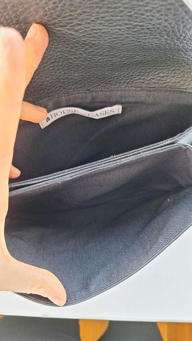 Czarna skórzana kopertówka torebka boho torebeczka