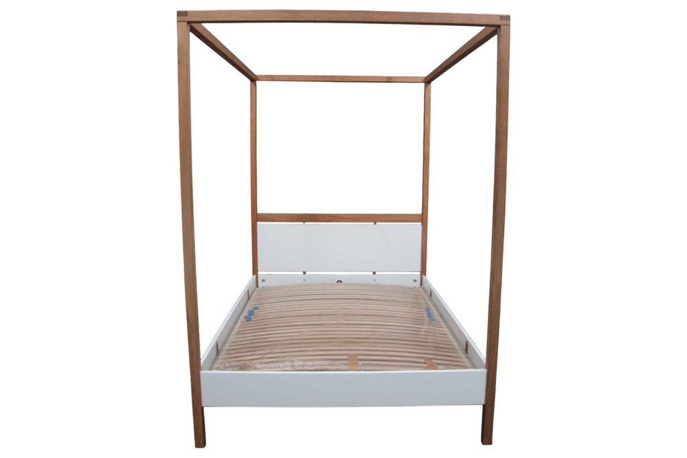 Łóżko MDF 140x200 rama biała z elementami dębowymi BGM24.pl B 8669