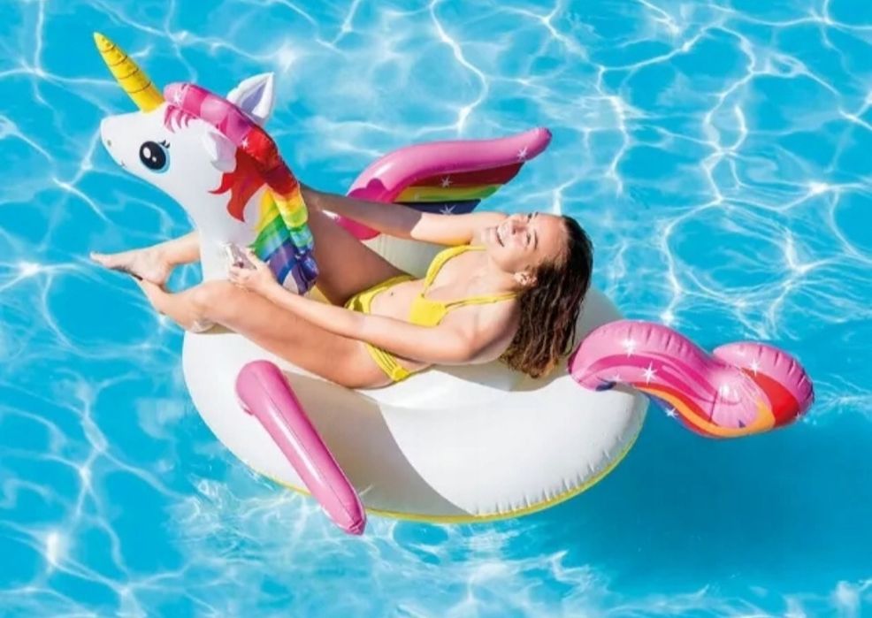 Dmuchany Jednorożec INTEX do wody basen
